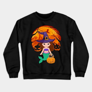 Mermaid pumpkin witch Crewneck Sweatshirt